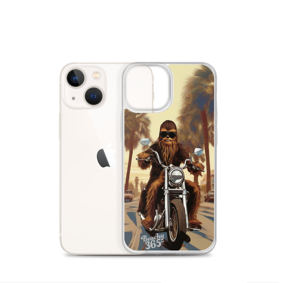 Bigfoot Riding Motorcycle at the Beach iPhone Case