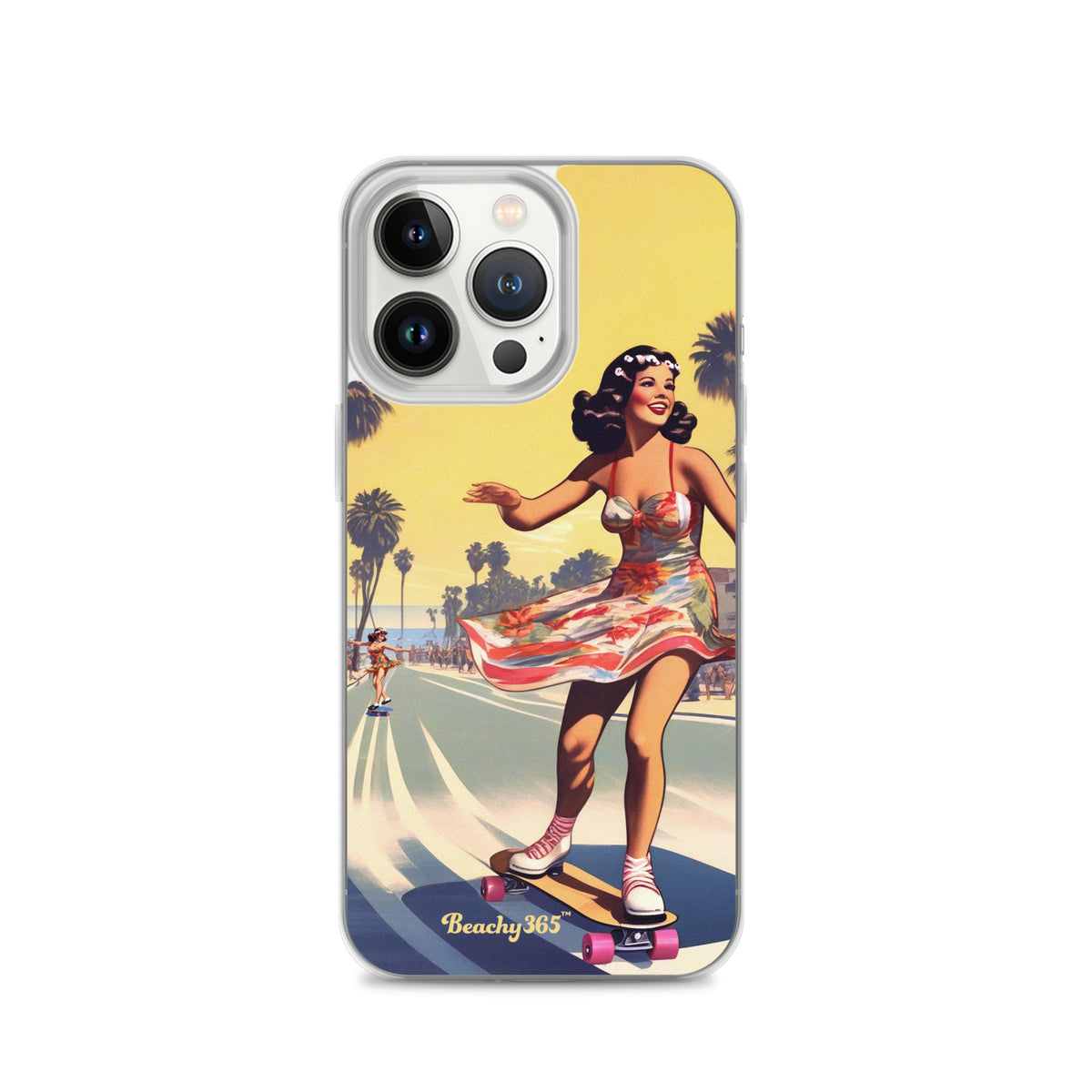 Retro Beach Skateboard Lady iPhone Case