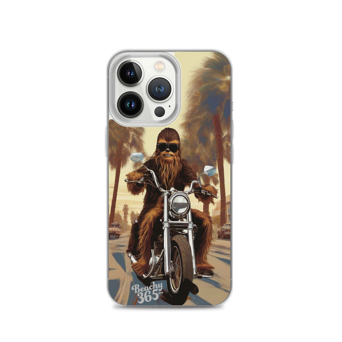 Bigfoot Riding Motorcycle at the Beach iPhone Case