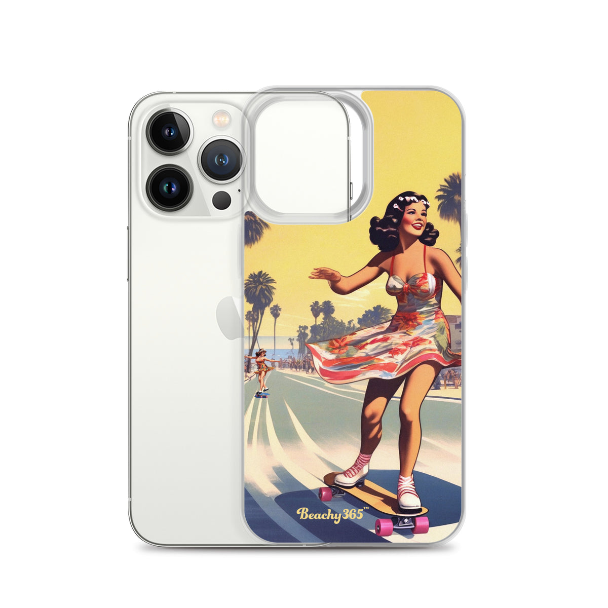 Retro Beach Skateboard Lady iPhone Case