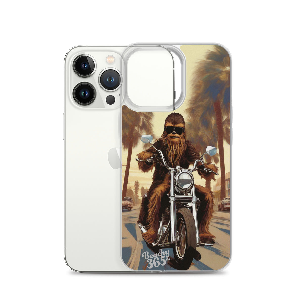 Bigfoot Riding Motorcycle at the Beach iPhone Case
