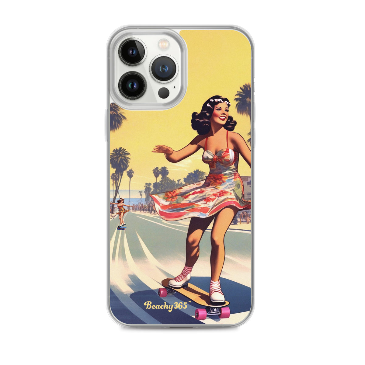 Retro Beach Skateboard Lady iPhone Case