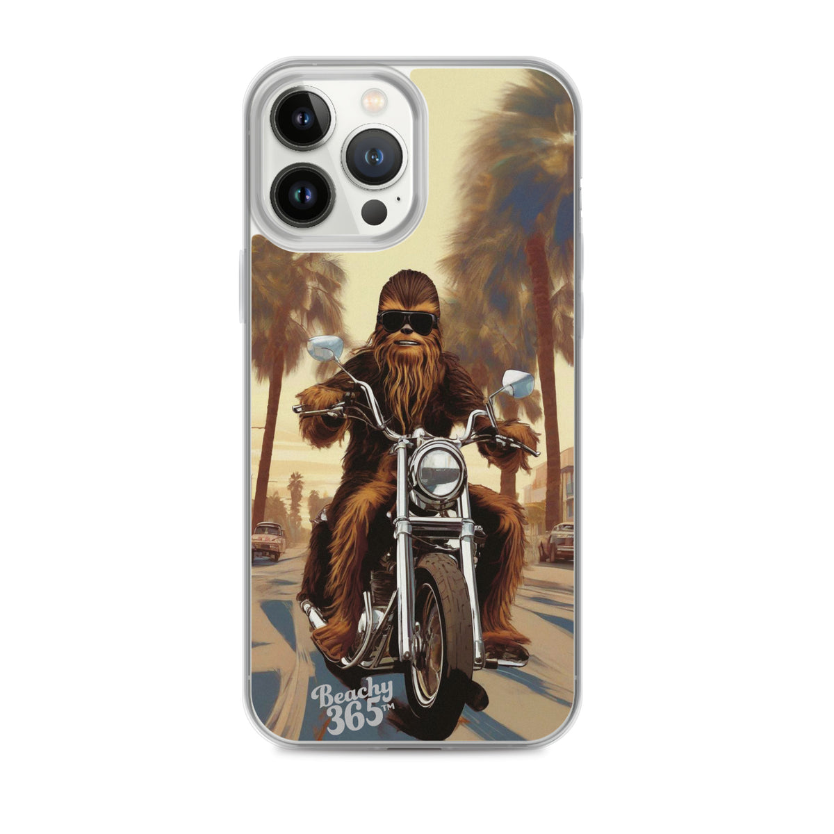 Bigfoot Riding Motorcycle at the Beach iPhone Case