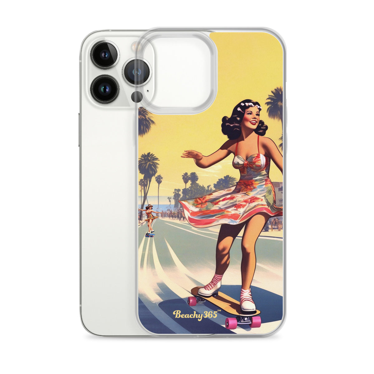 Retro Beach Skateboard Lady iPhone Case