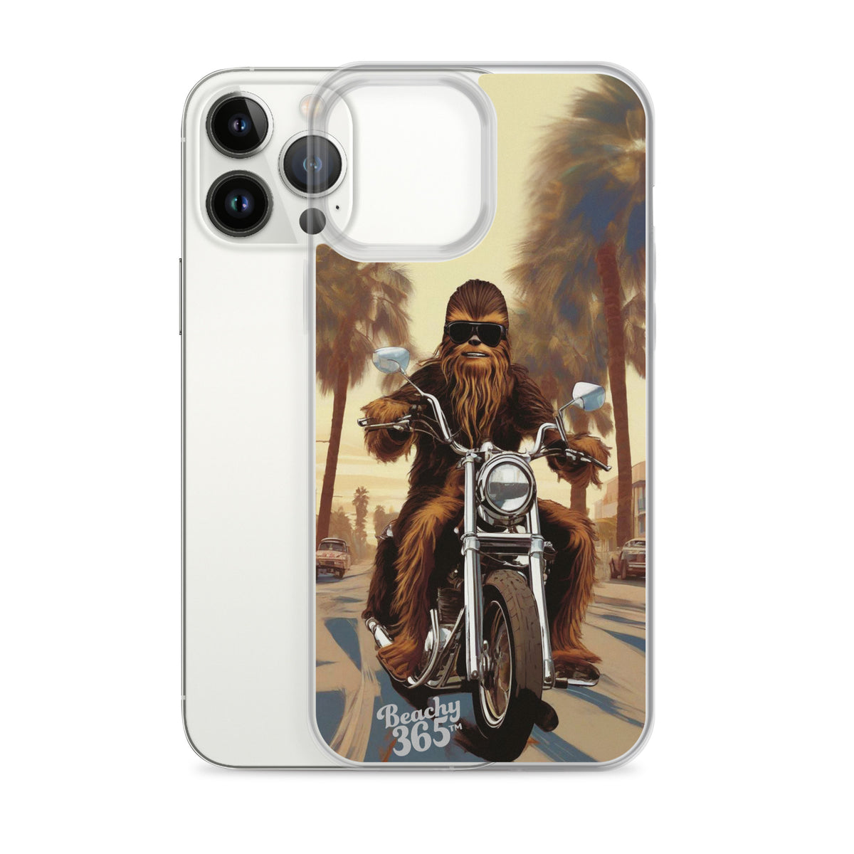 Bigfoot Riding Motorcycle at the Beach iPhone Case
