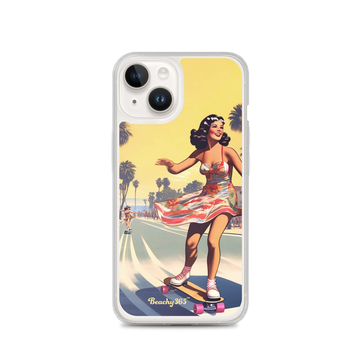 Retro Beach Skateboard Lady iPhone Case