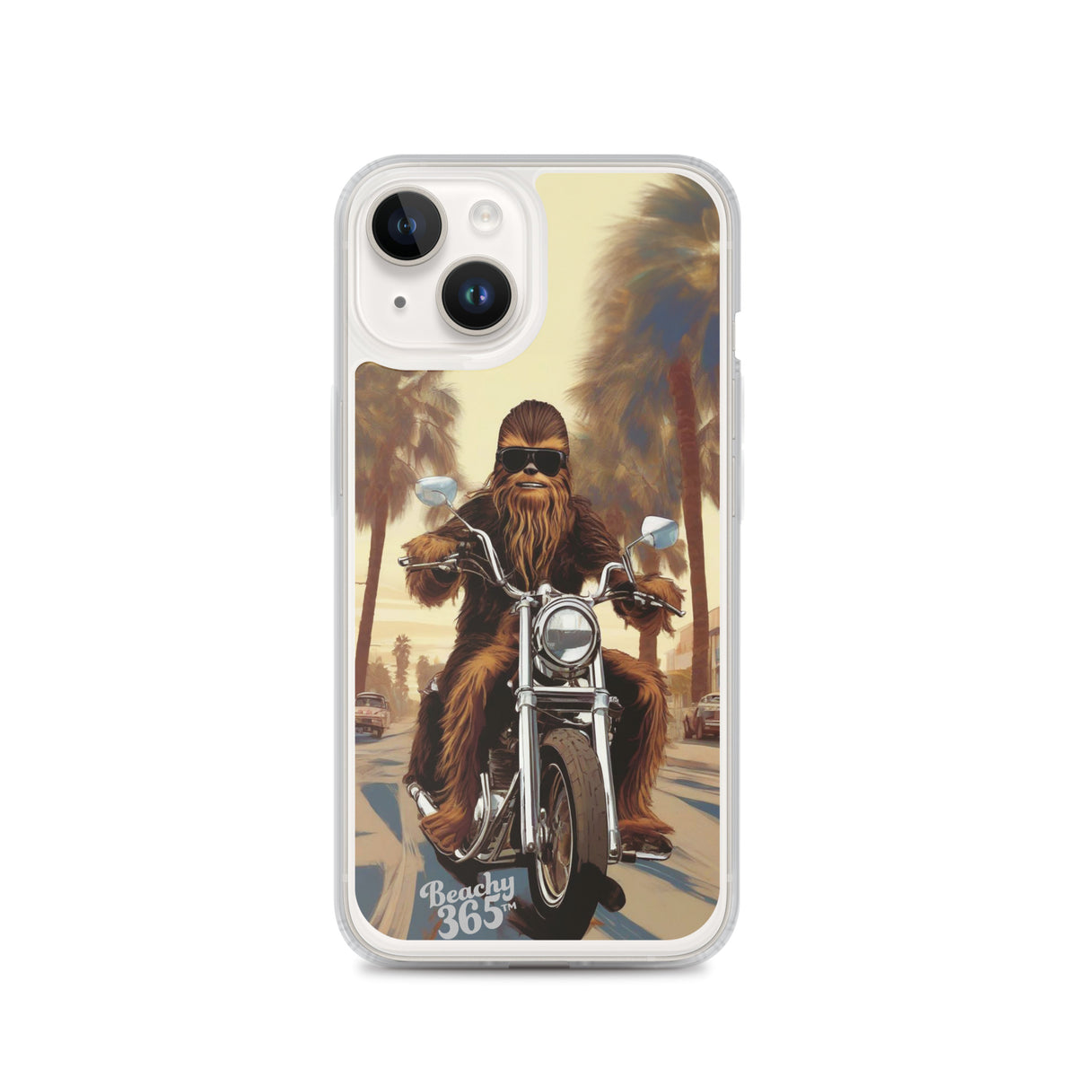 Bigfoot Riding Motorcycle at the Beach iPhone Case