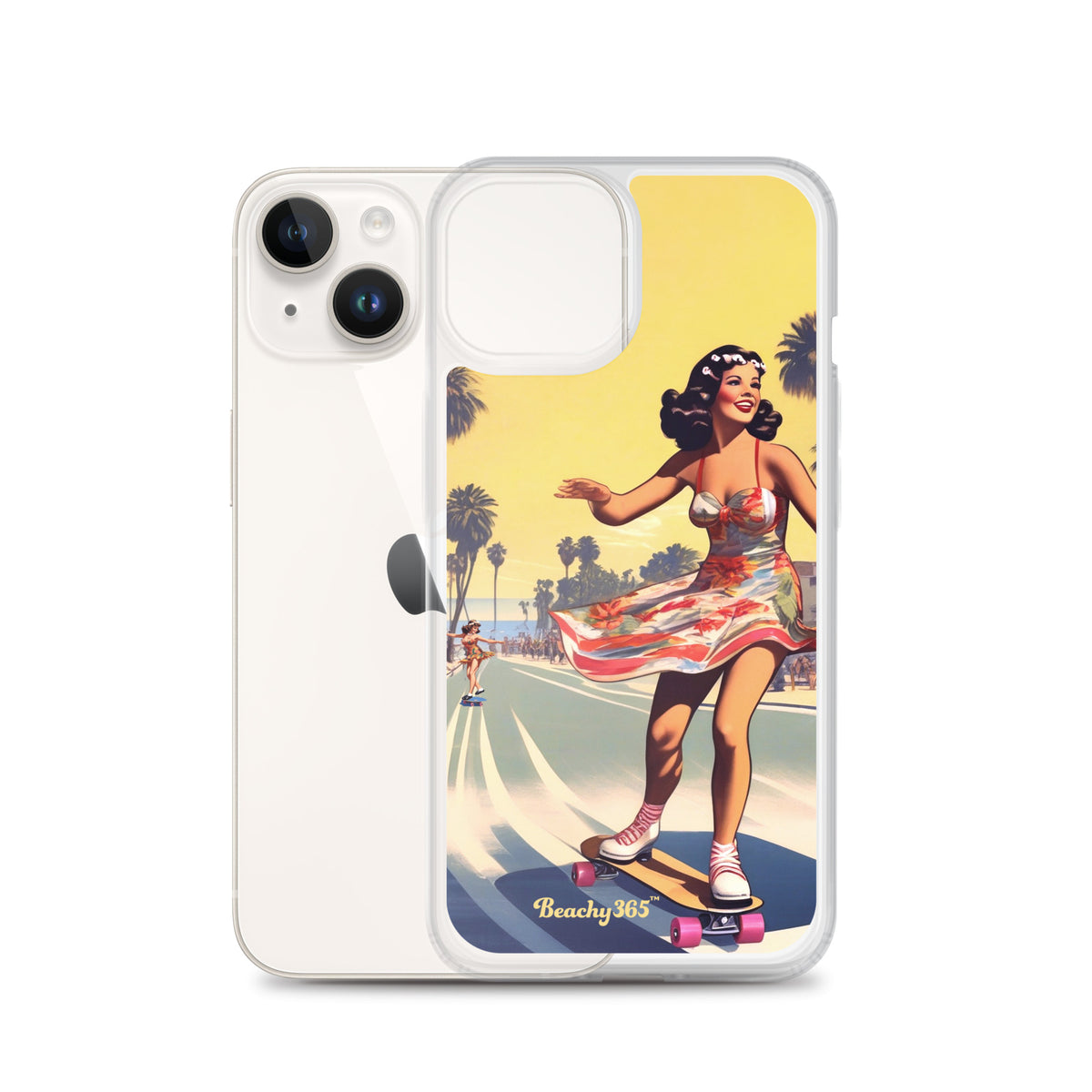 Retro Beach Skateboard Lady iPhone Case