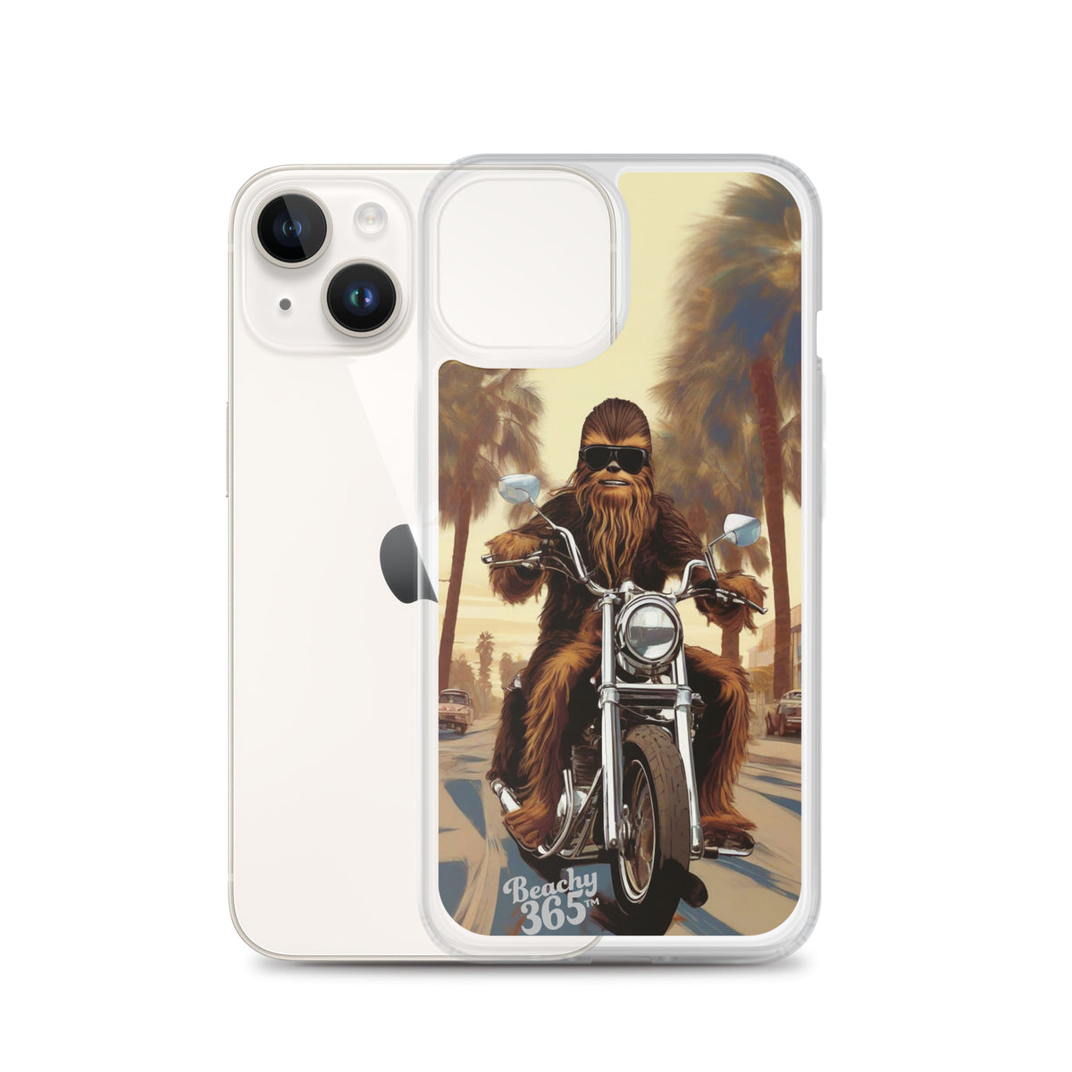 Bigfoot Riding Motorcycle at the Beach iPhone Case