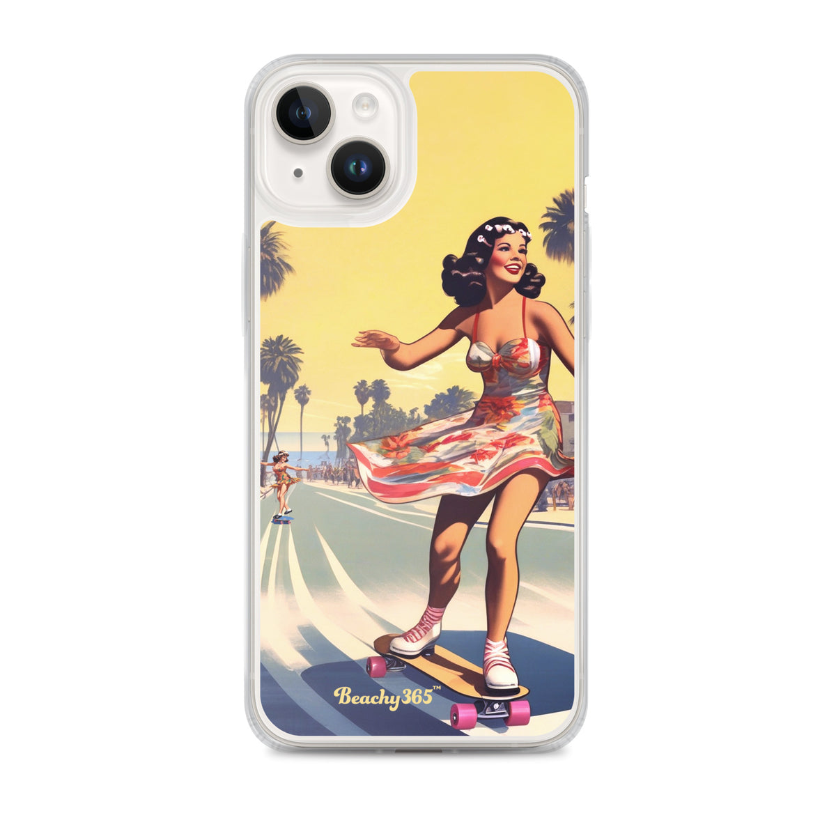 Retro Beach Skateboard Lady iPhone Case