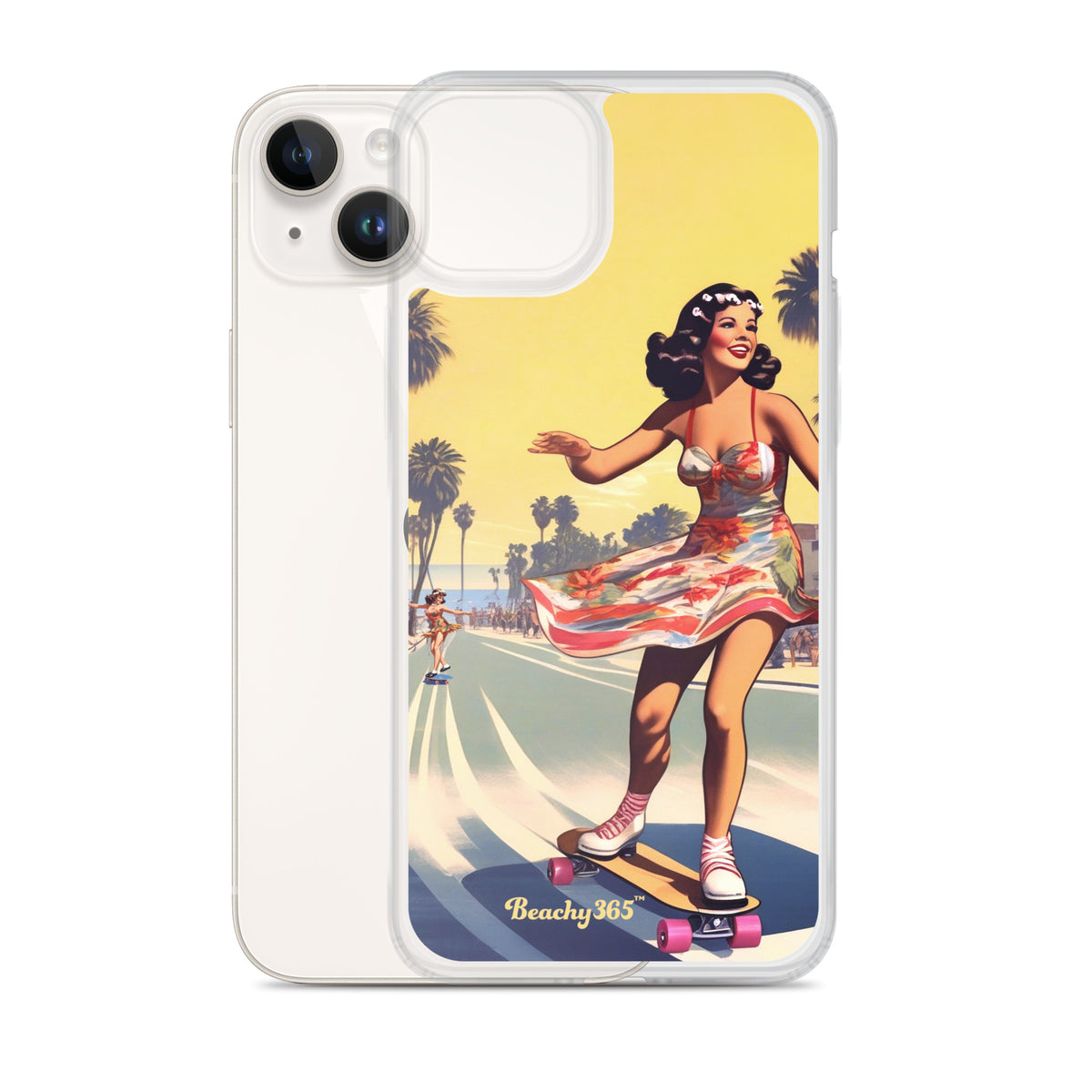 Retro Beach Skateboard Lady iPhone Case