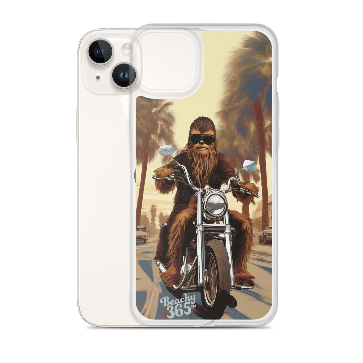 Bigfoot Riding Motorcycle at the Beach iPhone Case