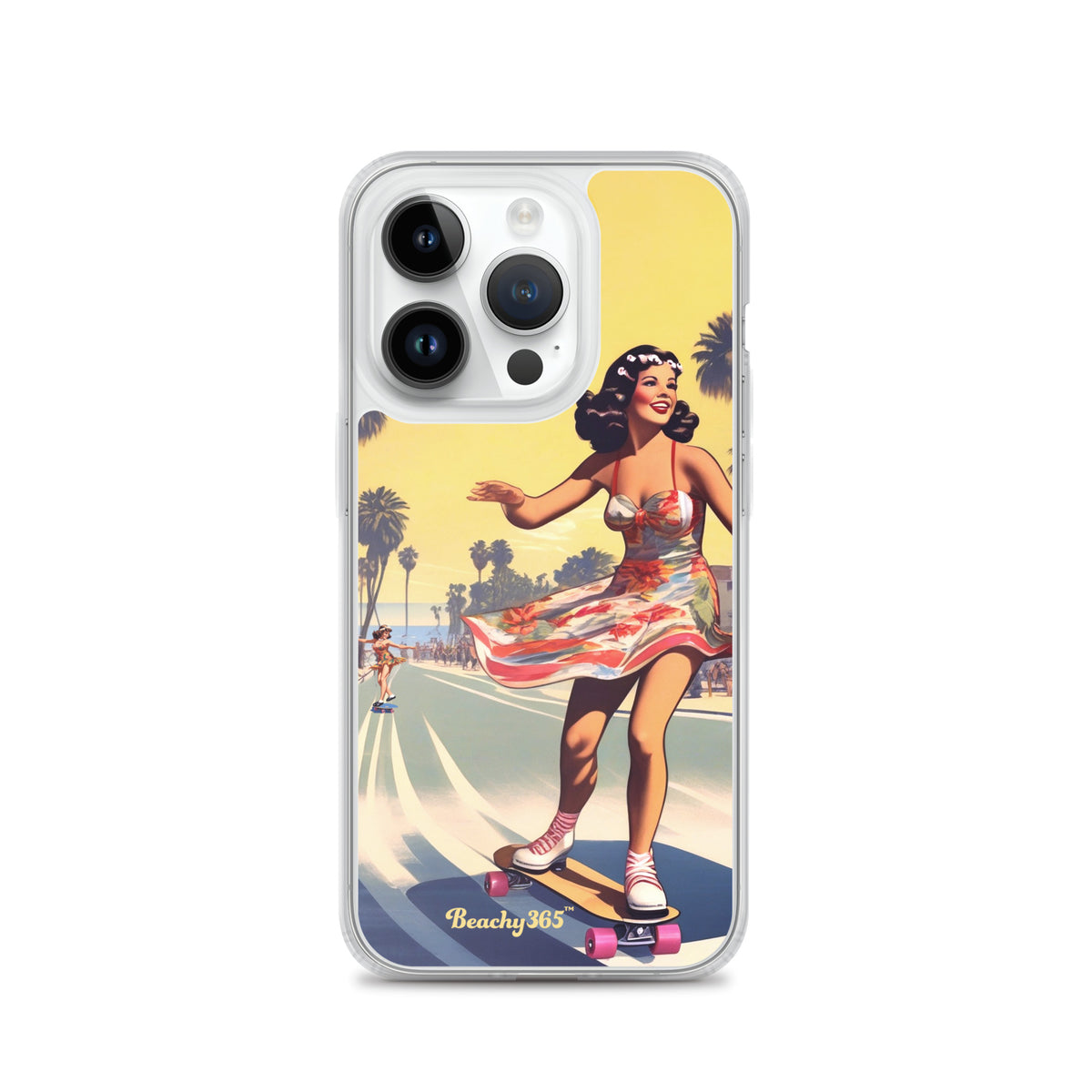 Retro Beach Skateboard Lady iPhone Case