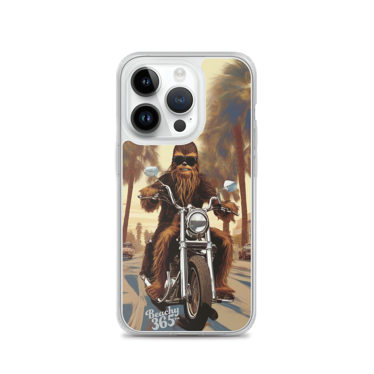 Bigfoot Riding Motorcycle at the Beach iPhone Case