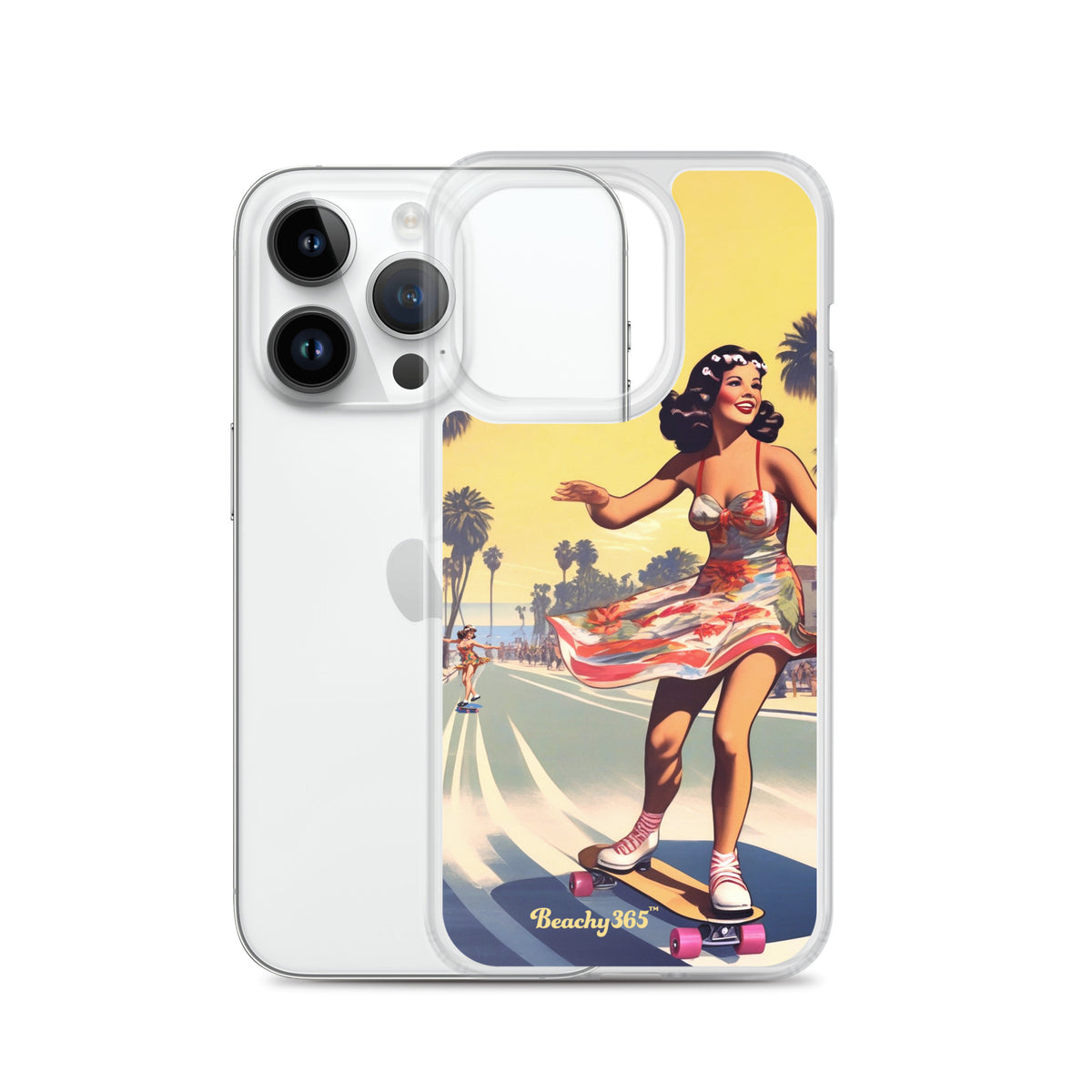 Retro Beach Skateboard Lady iPhone Case