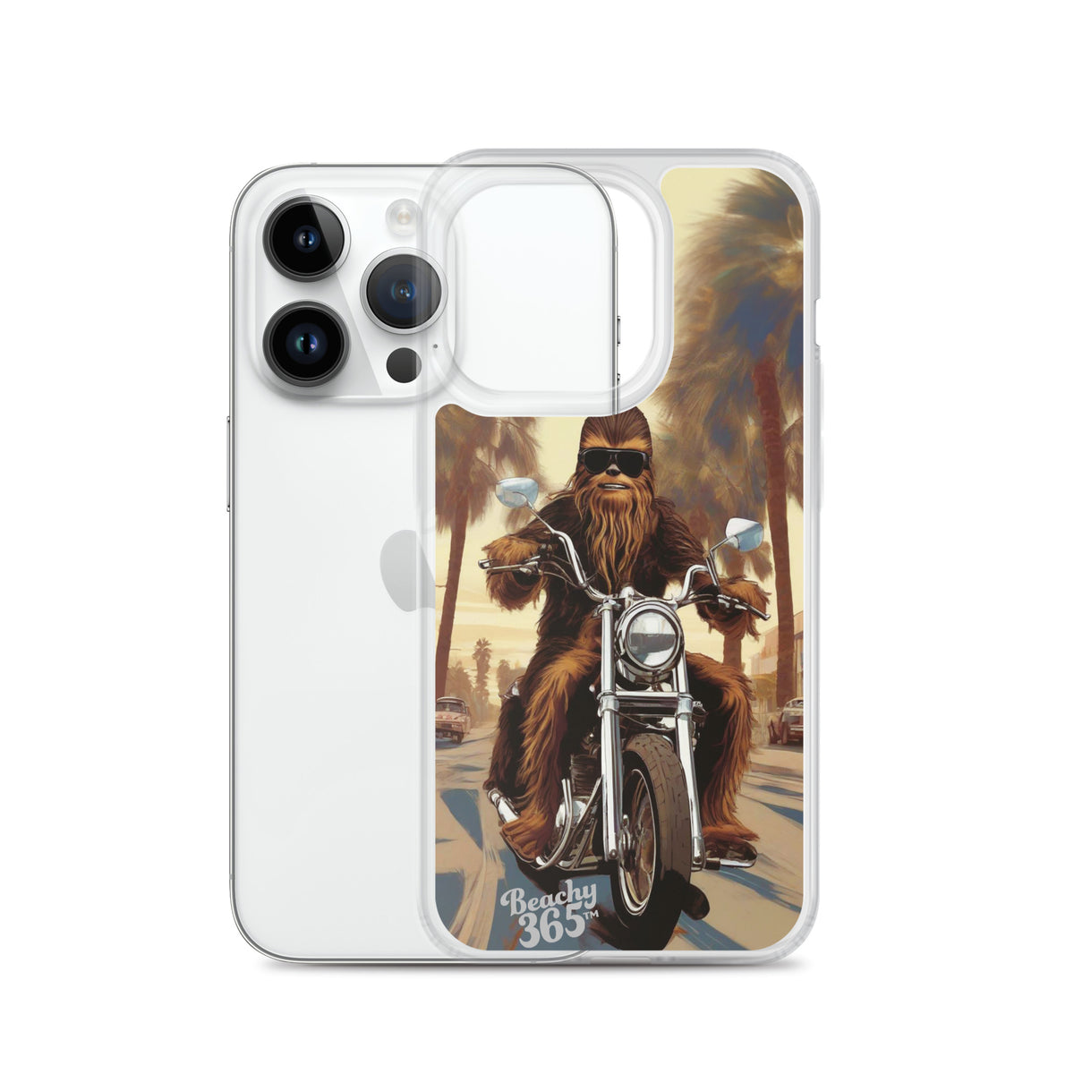 Bigfoot Riding Motorcycle at the Beach iPhone Case