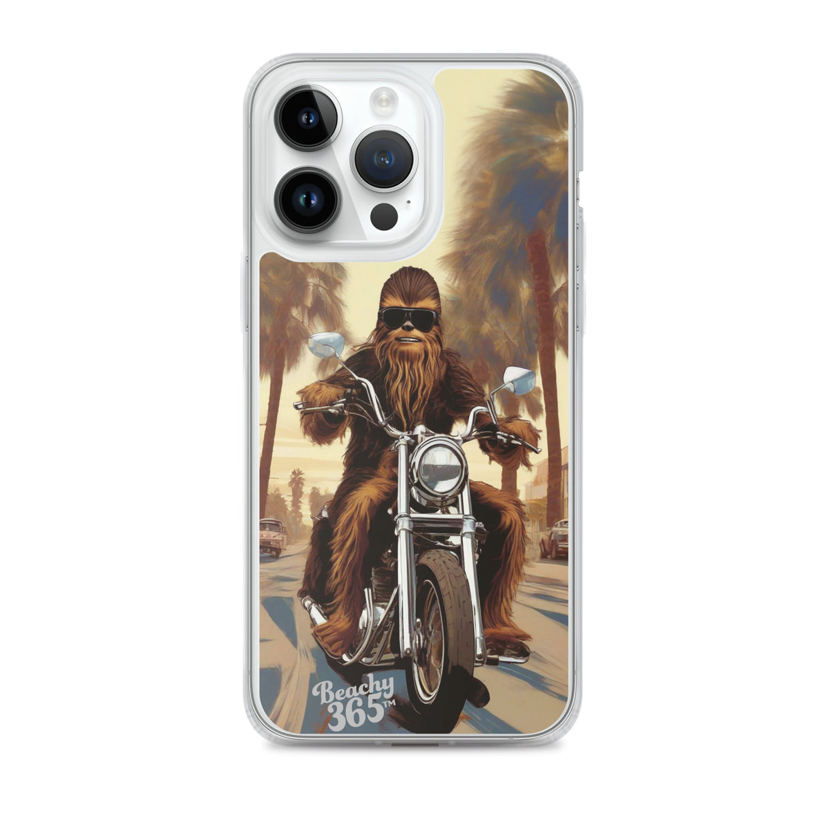 Bigfoot Riding Motorcycle at the Beach iPhone Case