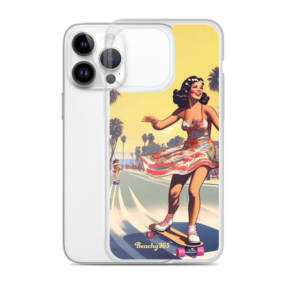Retro Beach Skateboard Lady iPhone Case