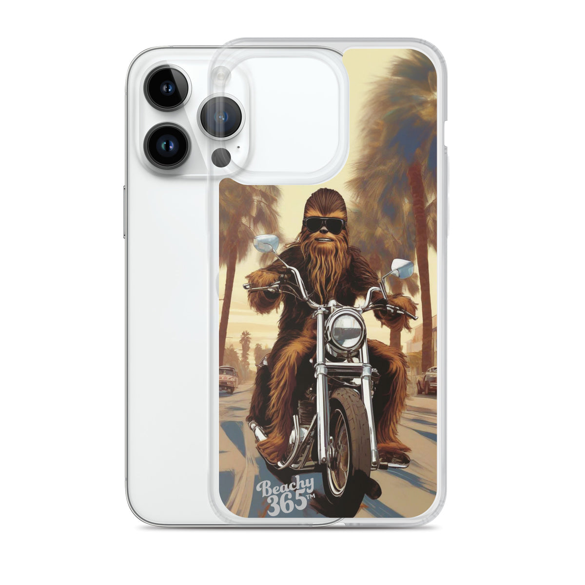 Bigfoot Riding Motorcycle at the Beach iPhone Case