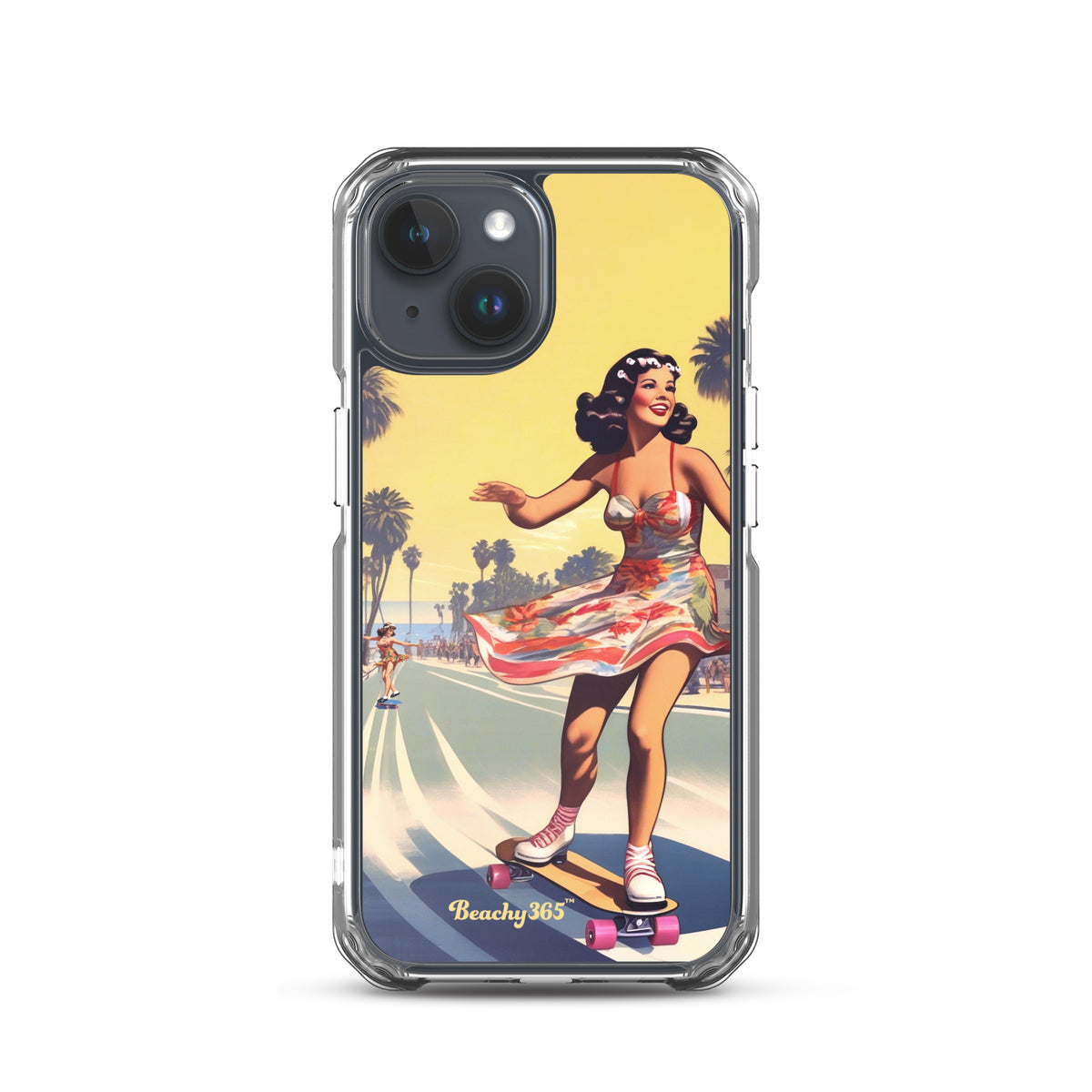 Retro Beach Skateboard Lady iPhone Case