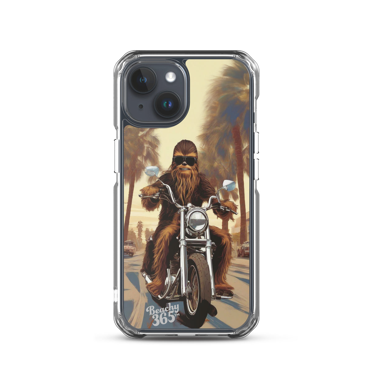 Bigfoot Riding Motorcycle at the Beach iPhone Case