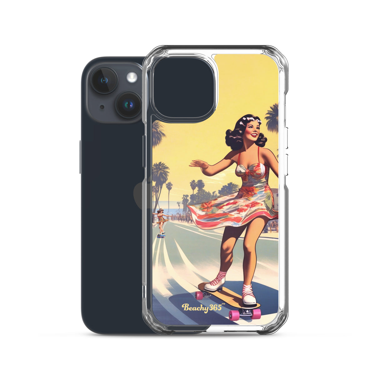 Retro Beach Skateboard Lady iPhone Case
