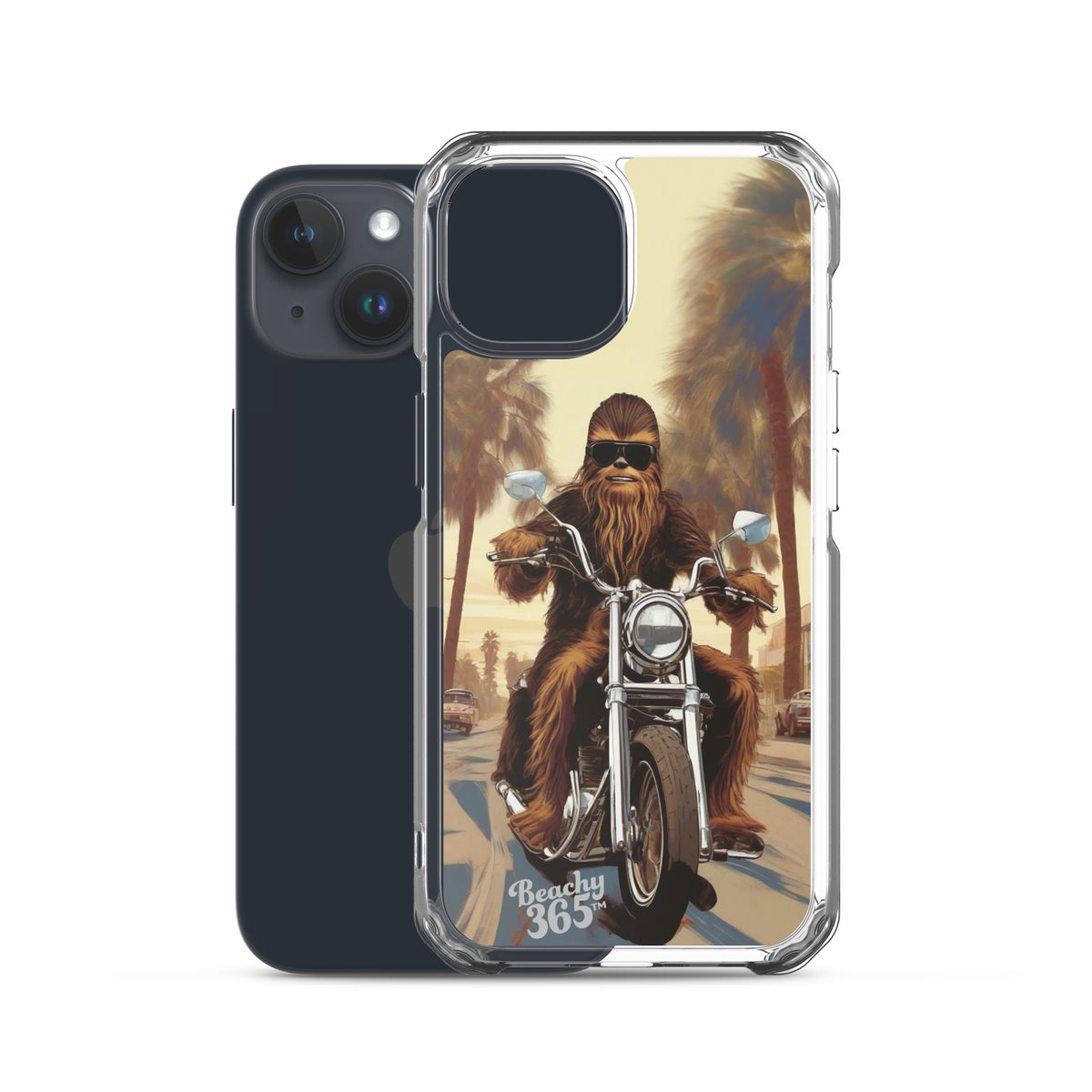Bigfoot Riding Motorcycle at the Beach iPhone Case