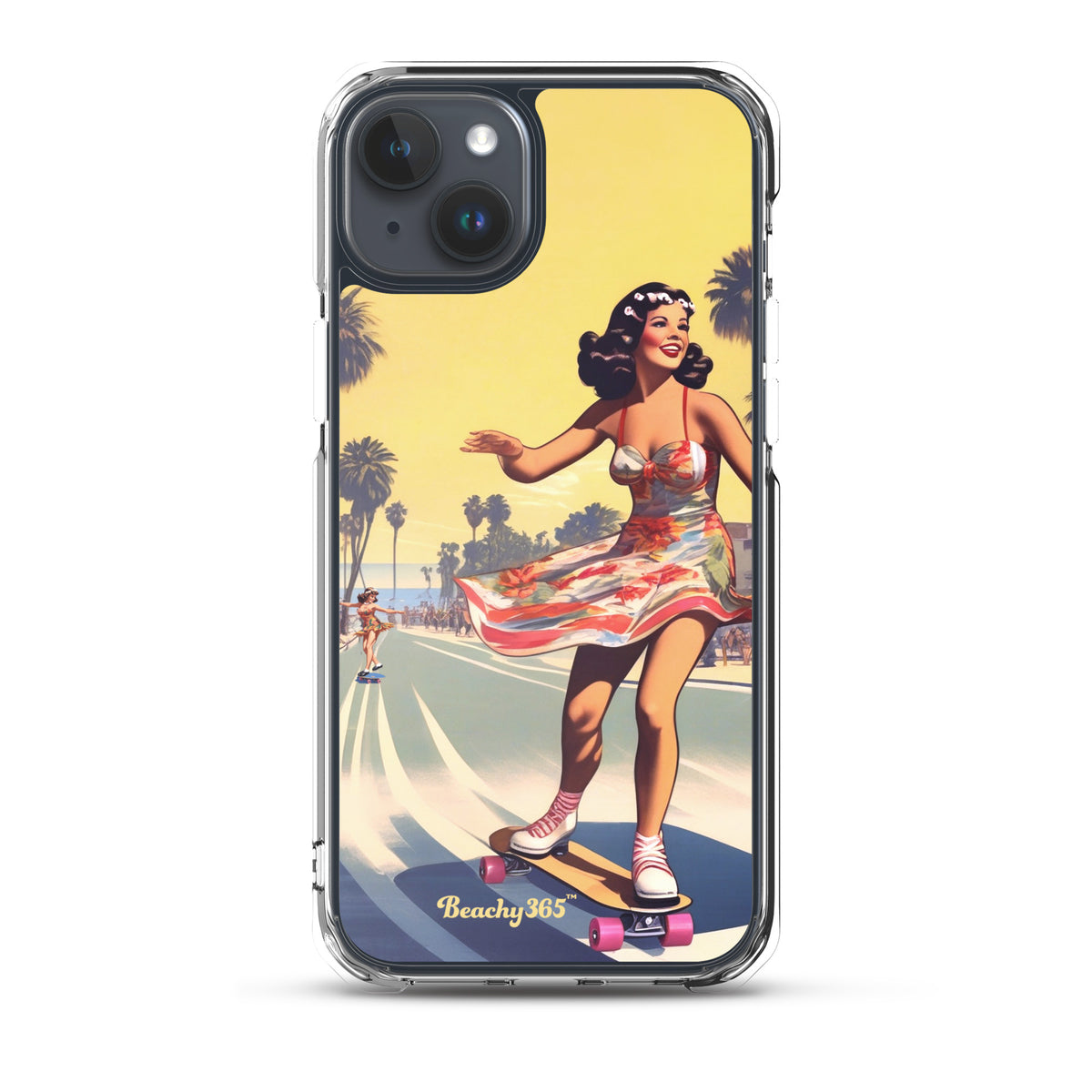 Retro Beach Skateboard Lady iPhone Case