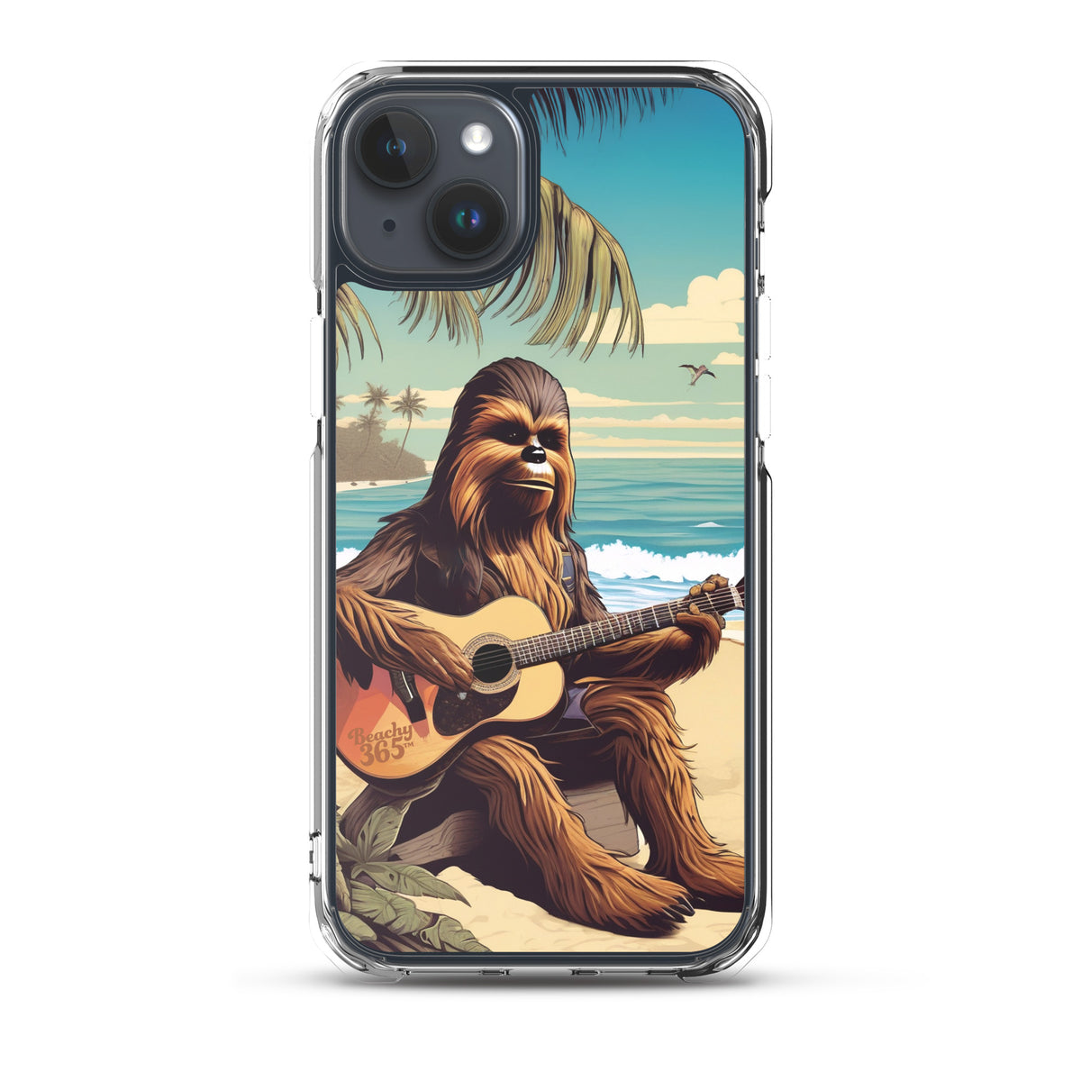 Bigfoot Playing Guitar on the Beach iPhone Case
