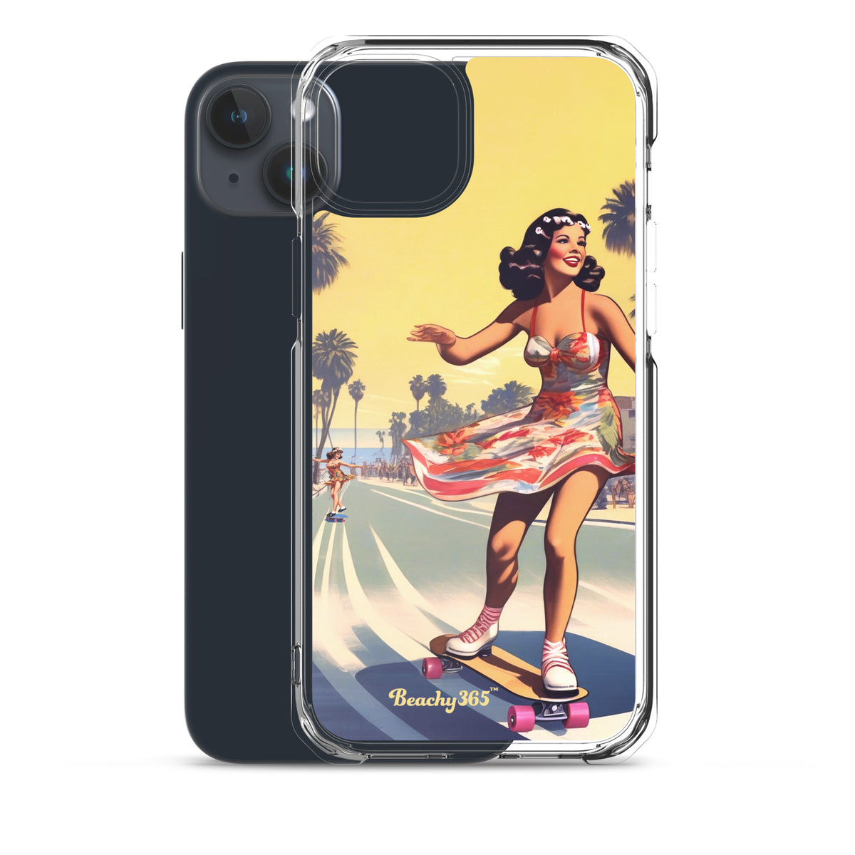 Retro Beach Skateboard Lady iPhone Case