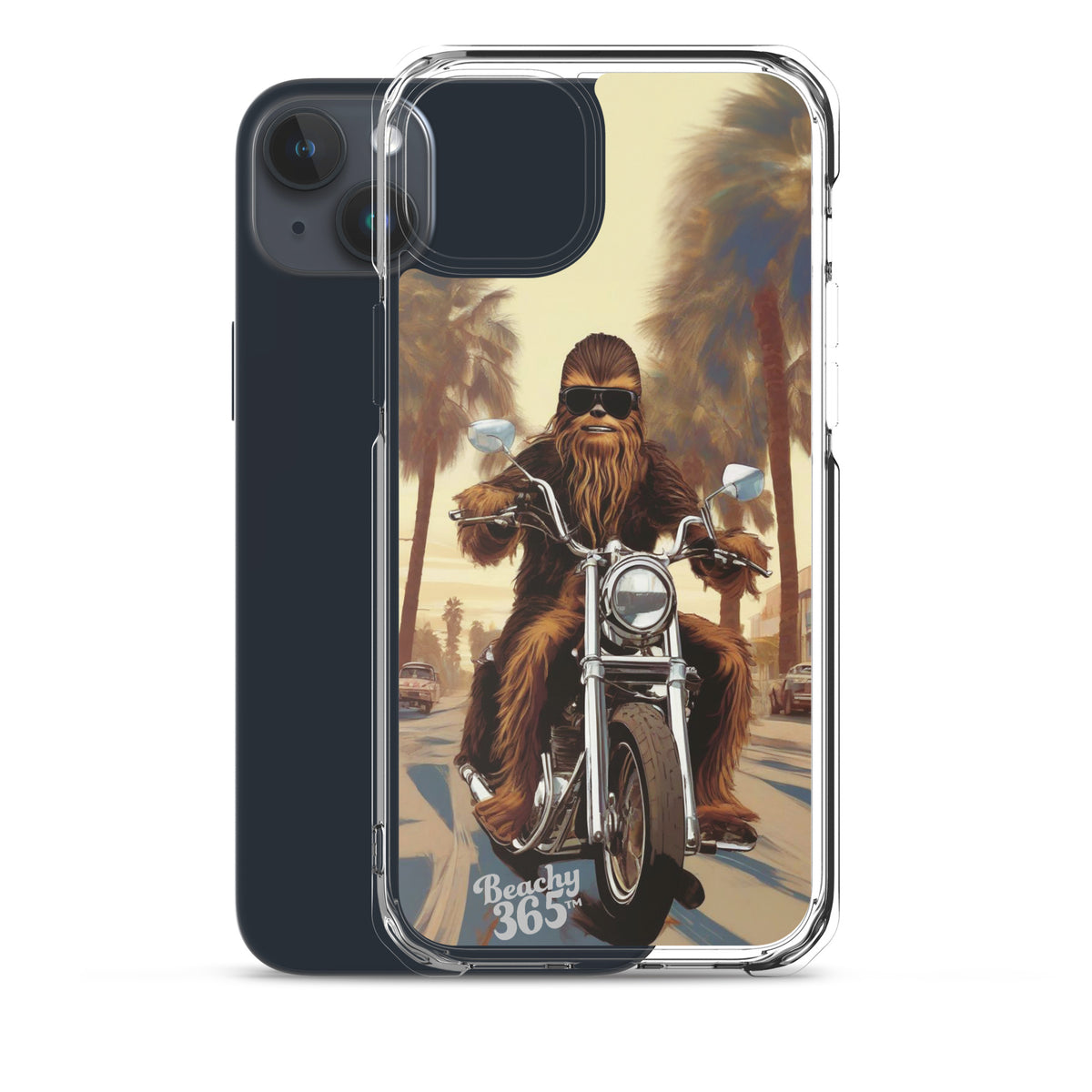 Bigfoot Riding Motorcycle at the Beach iPhone Case