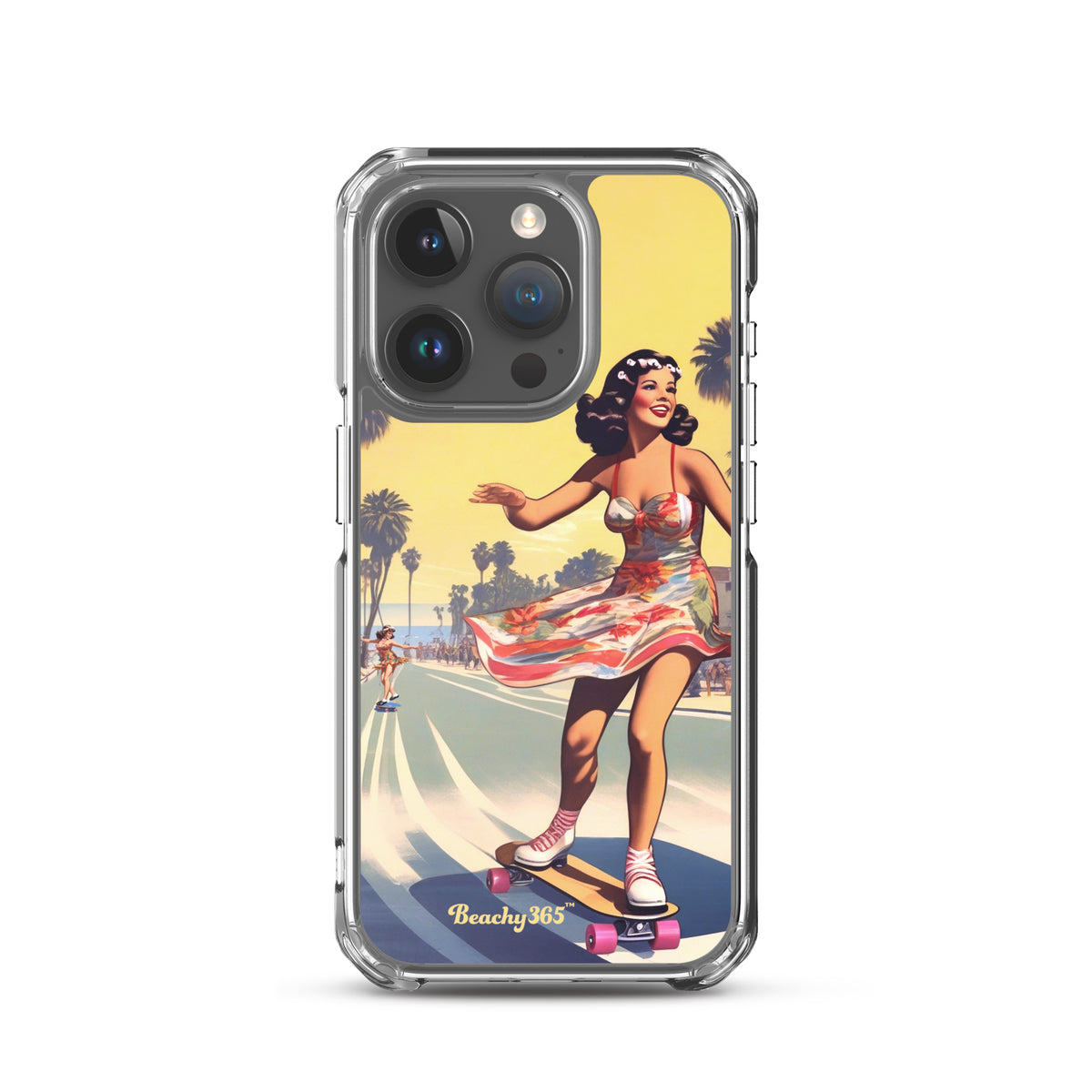 Retro Beach Skateboard Lady iPhone Case