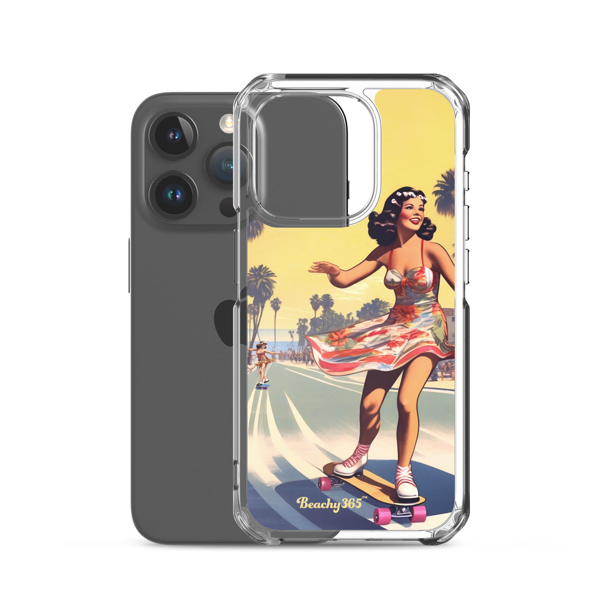 Retro Beach Skateboard Lady iPhone Case