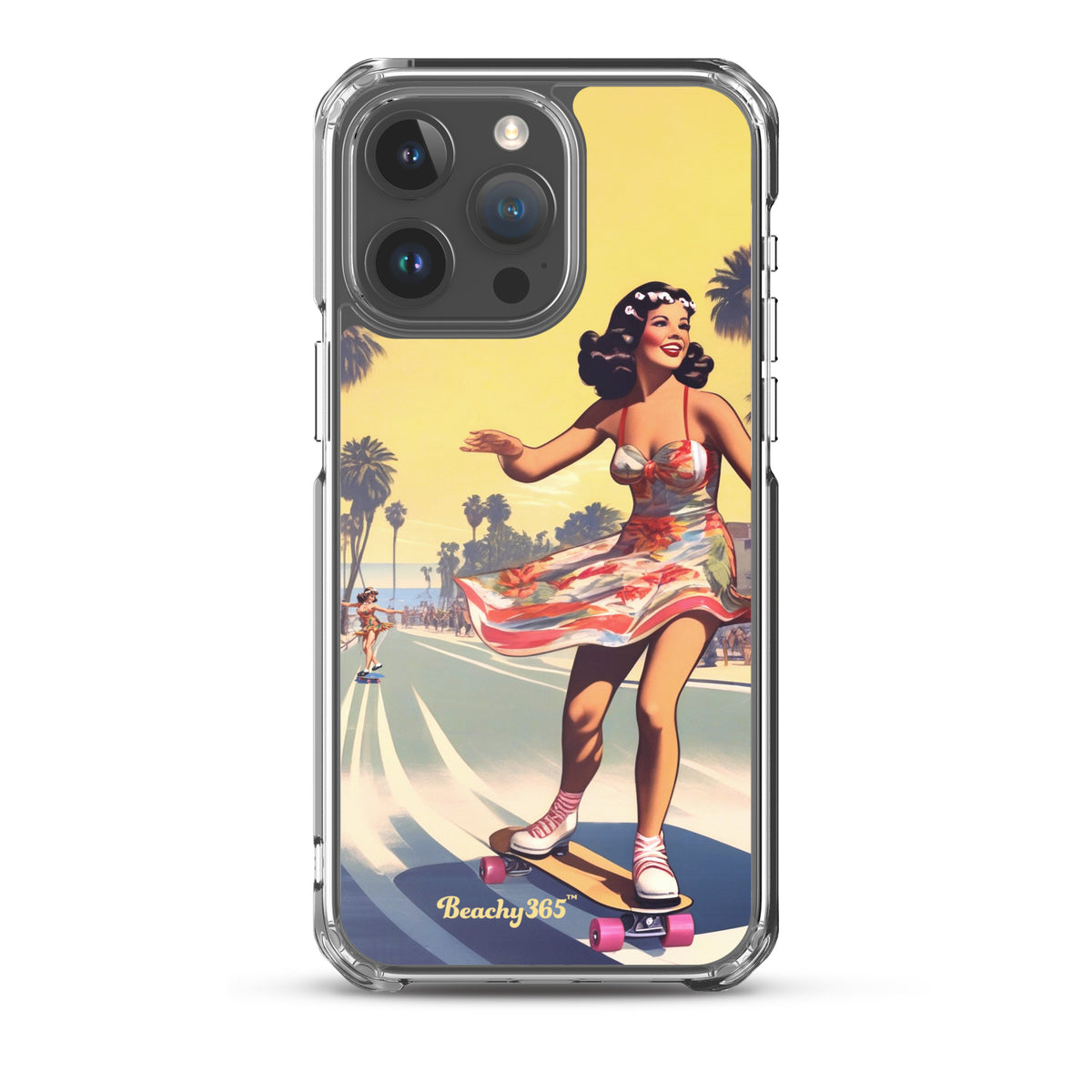 Retro Beach Skateboard Lady iPhone Case