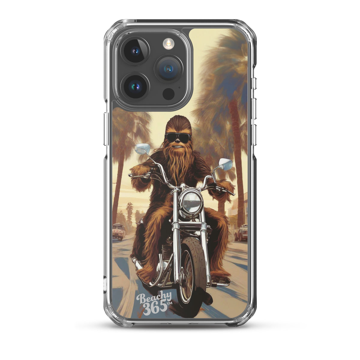 Bigfoot Riding Motorcycle at the Beach iPhone Case