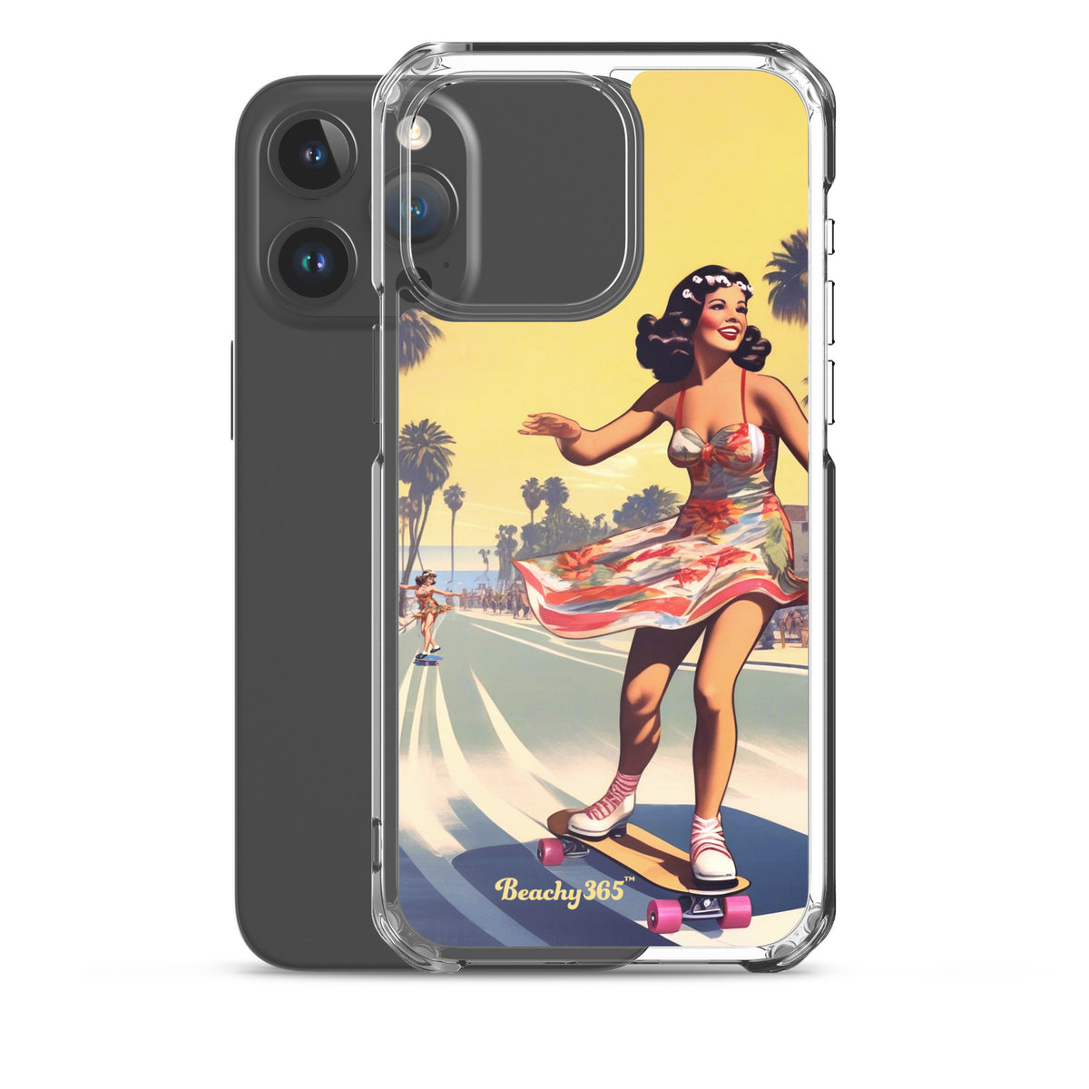 Retro Beach Skateboard Lady iPhone Case