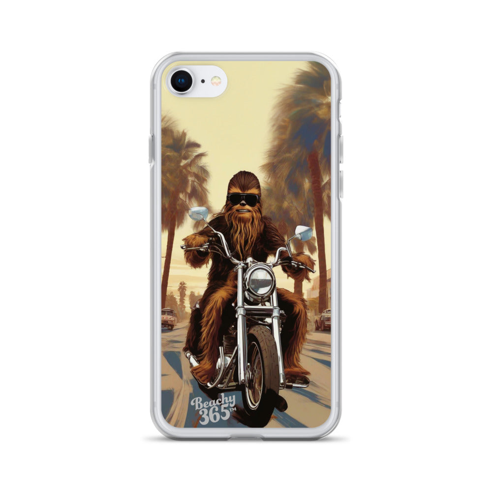 Bigfoot Riding Motorcycle at the Beach iPhone Case