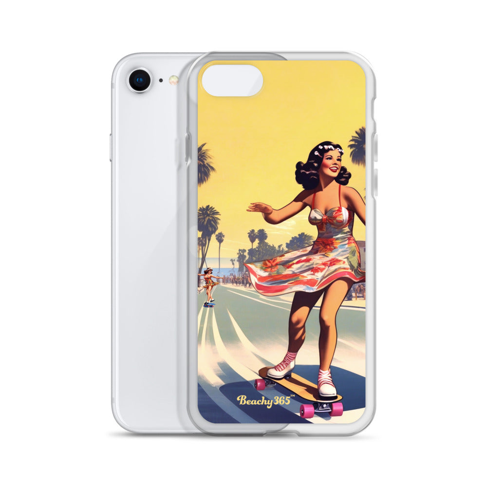 Retro Beach Skateboard Lady iPhone Case