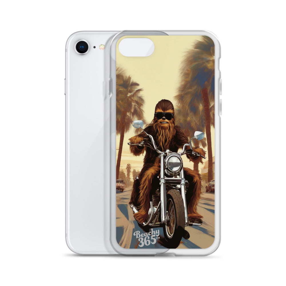 Bigfoot Riding Motorcycle at the Beach iPhone Case