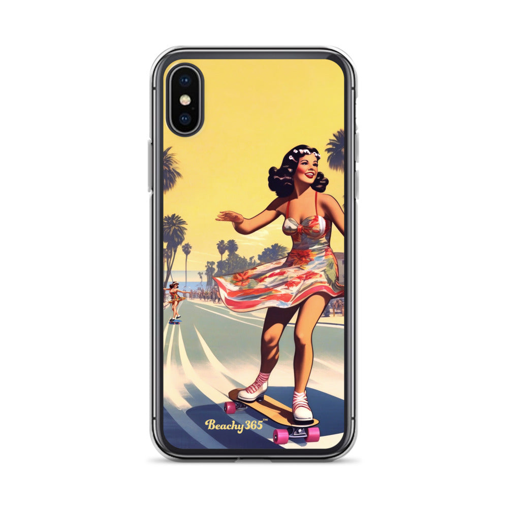 Retro Beach Skateboard Lady iPhone Case