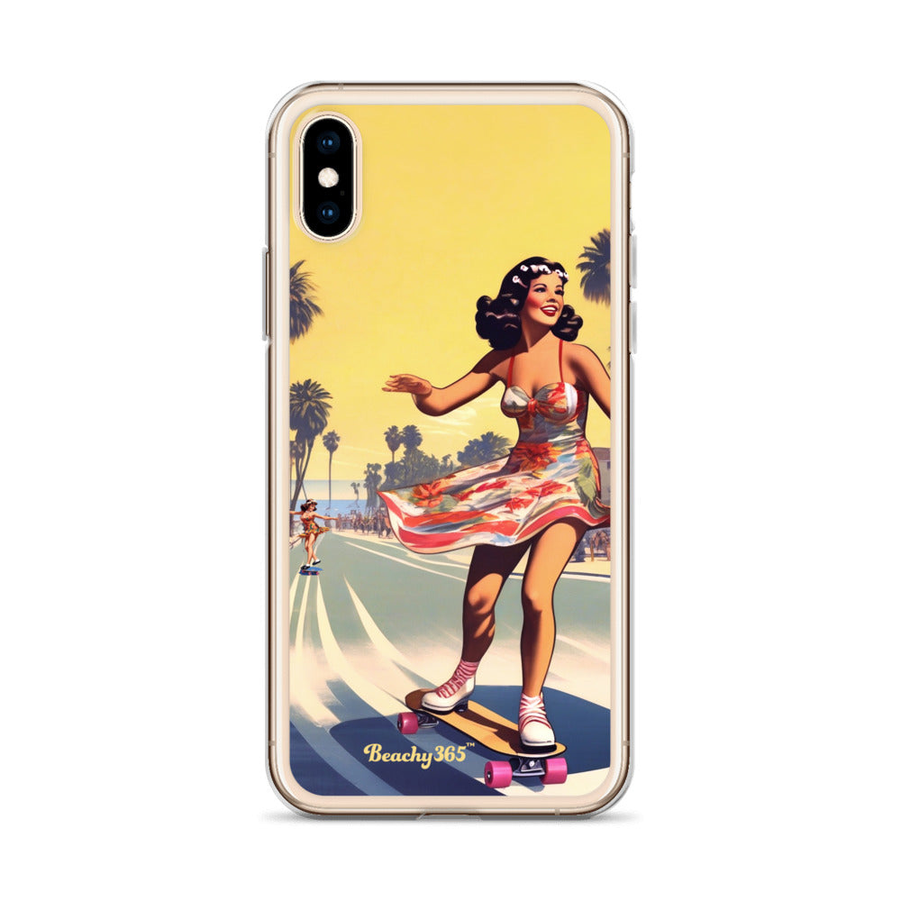 Retro Beach Skateboard Lady iPhone Case