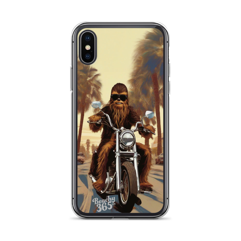 Bigfoot Riding Motorcycle at the Beach iPhone Case