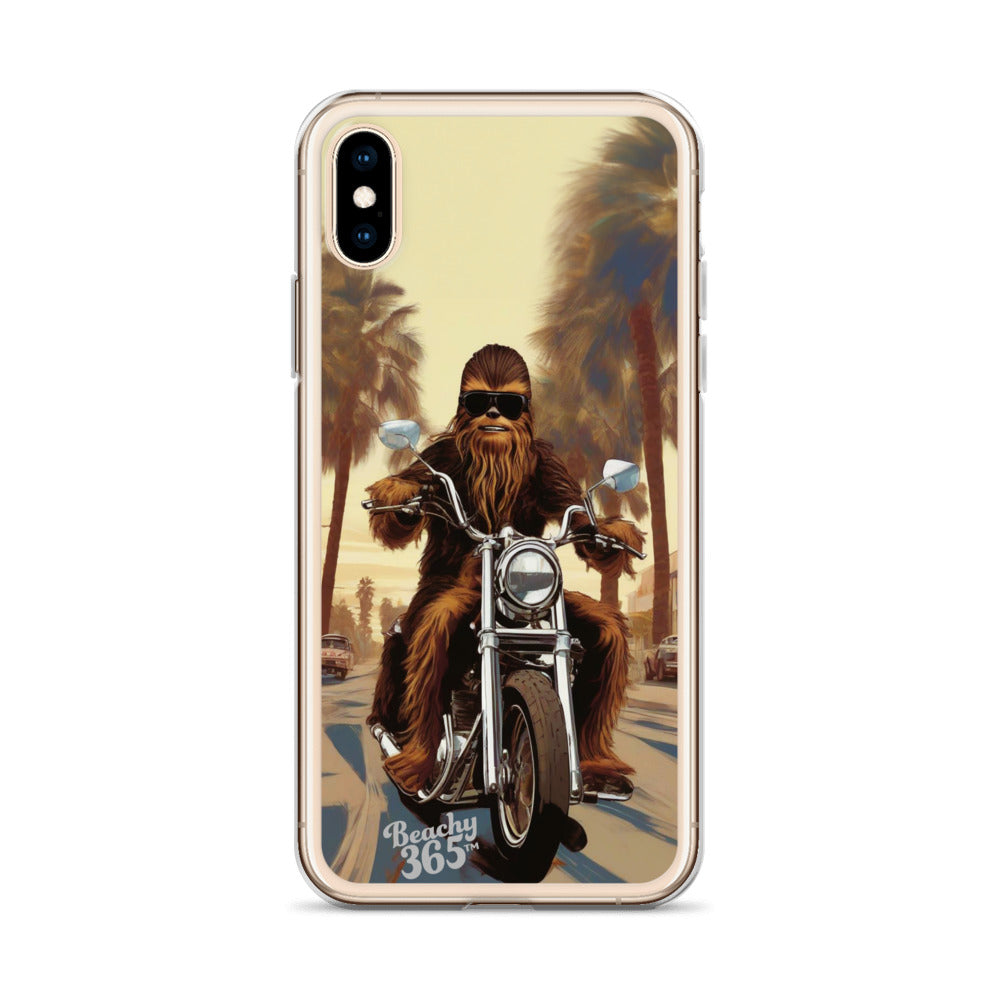 Bigfoot Riding Motorcycle at the Beach iPhone Case