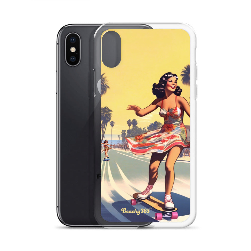 Retro Beach Skateboard Lady iPhone Case