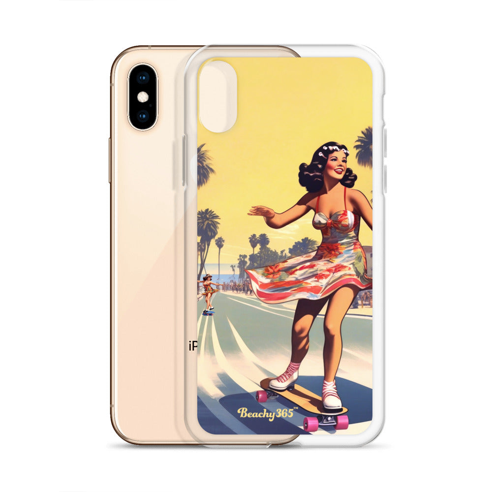 Retro Beach Skateboard Lady iPhone Case