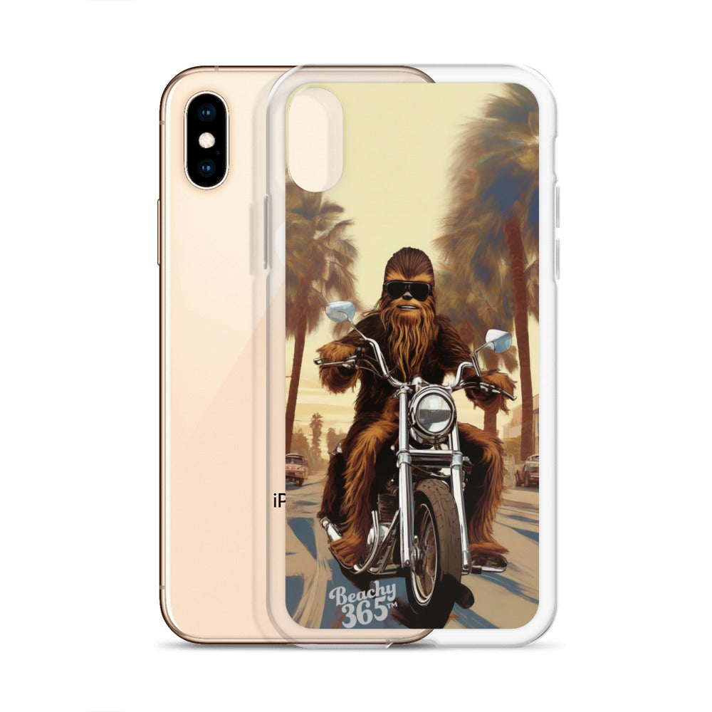 Bigfoot Riding Motorcycle at the Beach iPhone Case