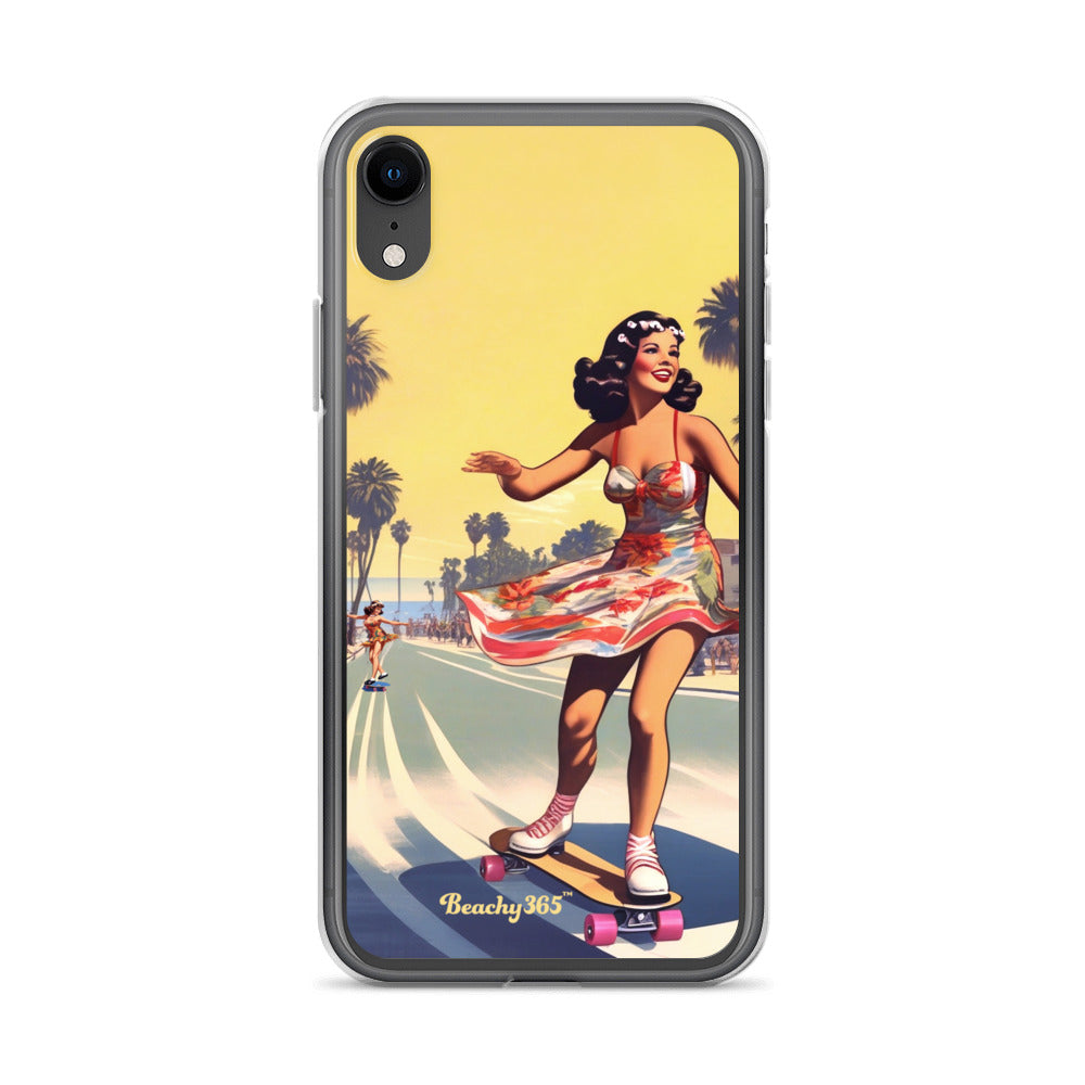 Retro Beach Skateboard Lady iPhone Case