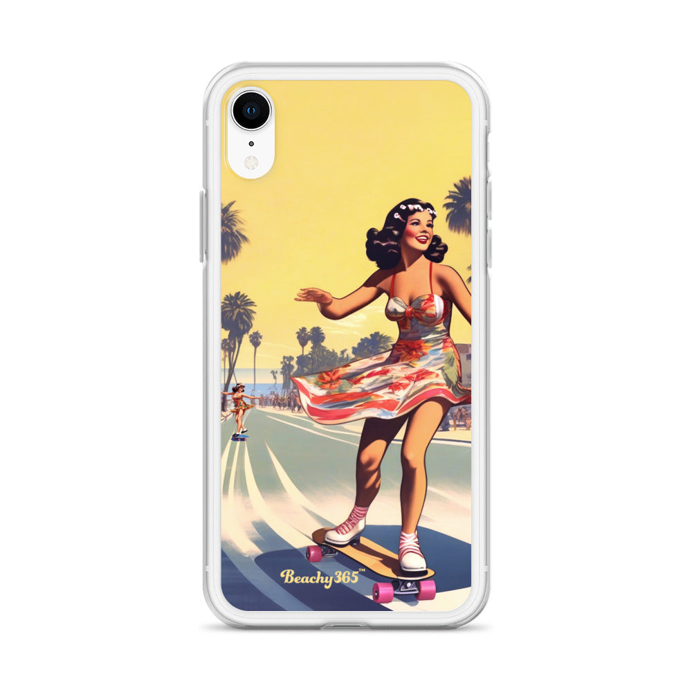 Retro Beach Skateboard Lady iPhone Case