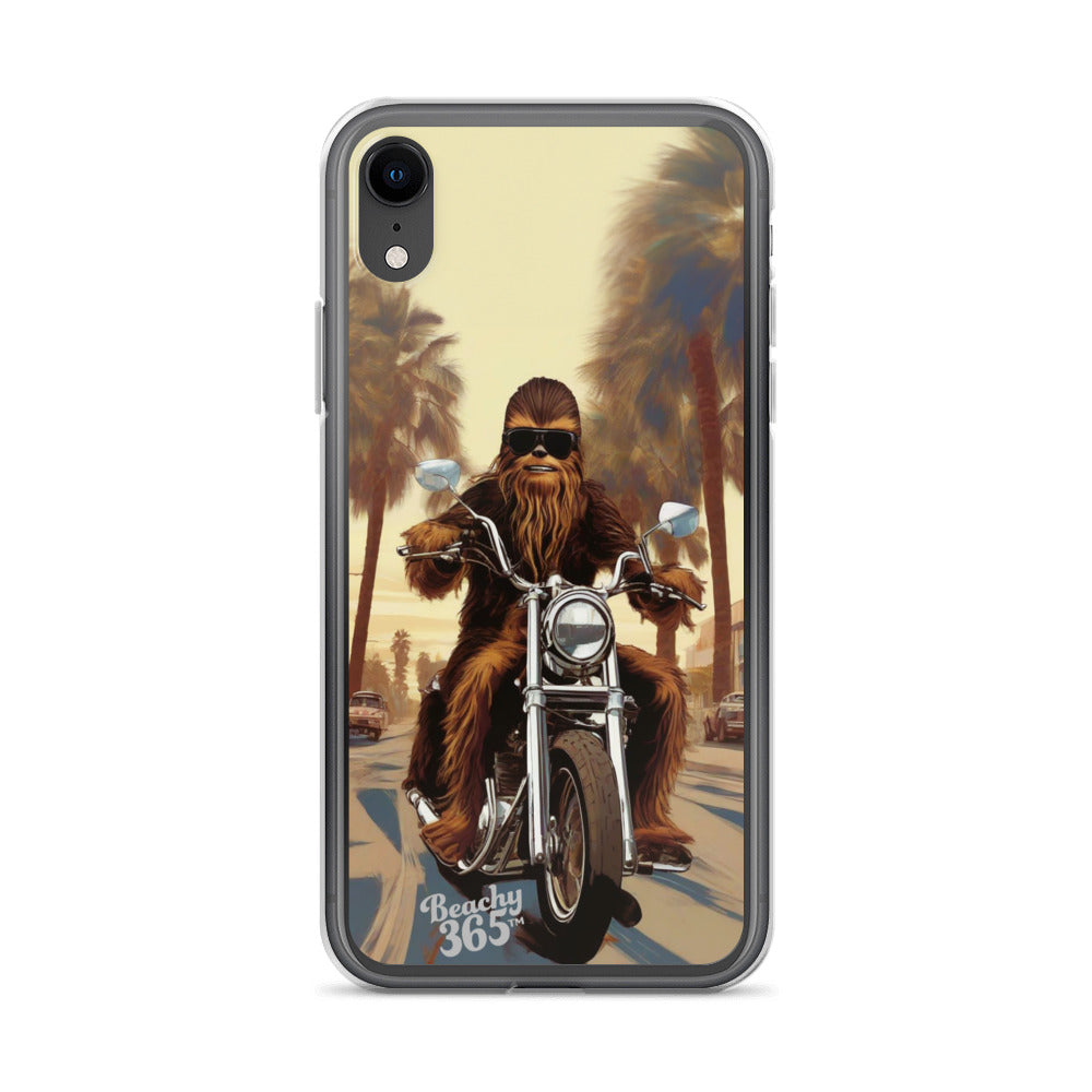 Bigfoot Riding Motorcycle at the Beach iPhone Case