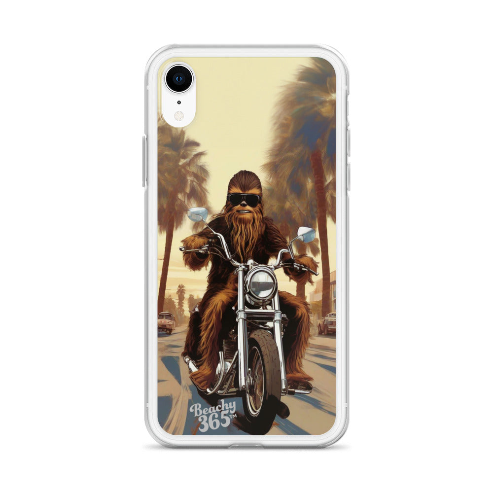Bigfoot Riding Motorcycle at the Beach iPhone Case